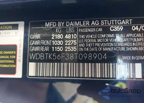 2008 Mercedes-Benz Clk 350 z USA, uszkodzony, nr VIN WDBTK56F38T098904